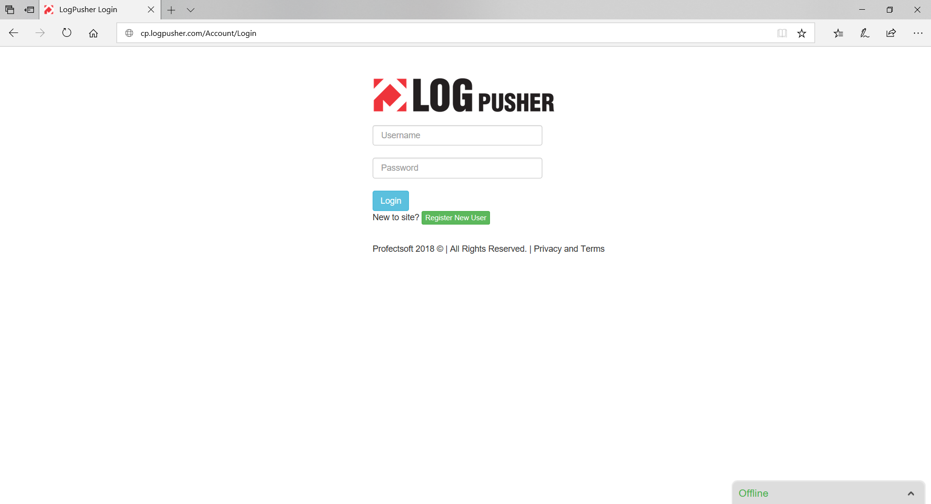 Logpusher Login Page